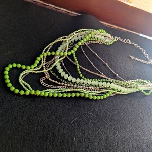 Long layered necklace Green